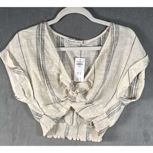 Abercrombie & Fitch Twist Front Striped Women's XS Crop Top Cotton Blend NWT